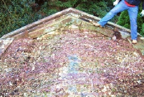 Top of the barrel vault to the Drake mausoleum Brookwood Cemetery
