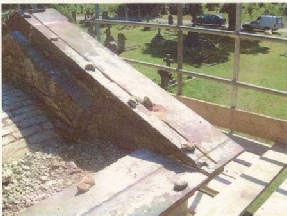 Repairs to the pediment of the Drake mausoleum Brookwood Cemetery