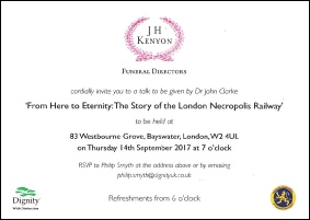 From here to eternity: the story of the London Necropolis Railway J H Kenyon lecture John Clarke