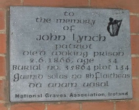 Memorial plaque to John Lynch, Brookwood Cemetery