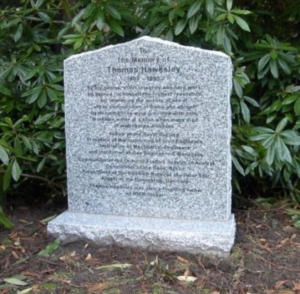 The new memorial commemorating Thomas Hawksley, commissioned by MHW Global in 2007