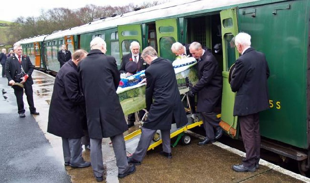 Mike Stollery's funeral on the Swanage Railway