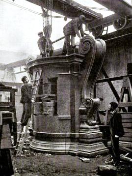 Setting up a granite monument