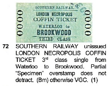Southern Railway coffin ticket