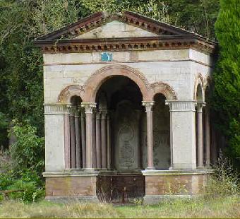 The Drake mausoleum before the emergency repairs