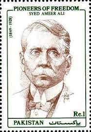 Syed Ameer Ali depicted on a stamp issued by Pakistan