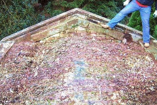 Top of the barrel vault to the Drake mausoleum Brookwood Cemetery
